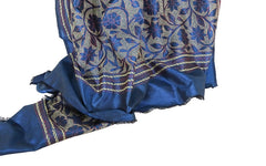 Kantha Wrap - Blue and White on Silk