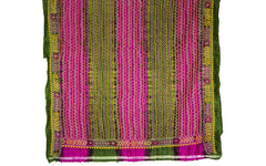 Kantha Wrap - Pink and Green Silk