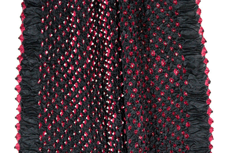 Silk Bandhani Scarf - Red & Black